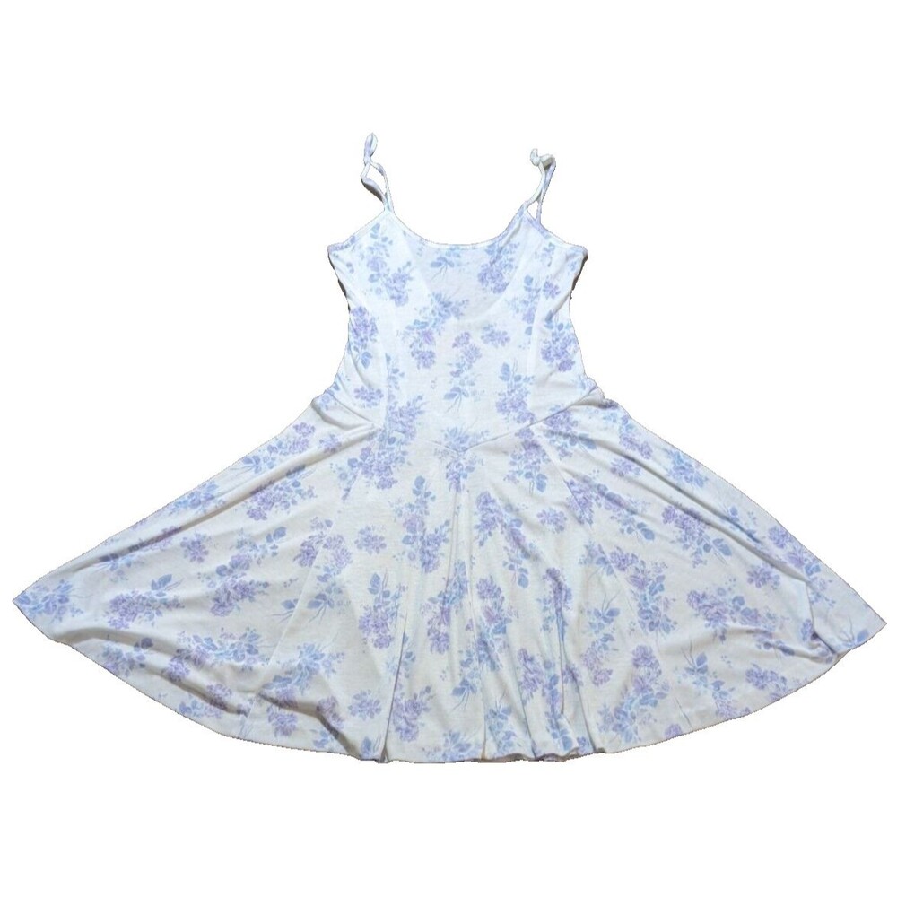 Circa 2000 Women's Y2K White/Purple Floral Mini Dress with Low Scoop Back Size M